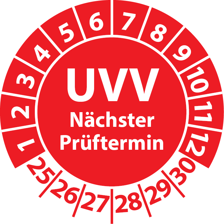 Prüfplakette UVV Nächster Prüftermin UVV-Aufkleber