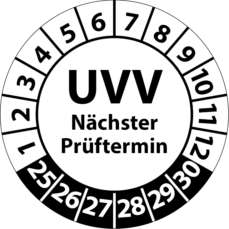 Prüfplaketten UVV Nächster Prüftermin - UVV-Plaketten