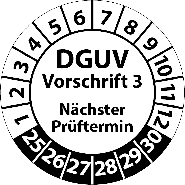 Prüfplaketten DGUV Vorschrift 3 Nächster Prüftermin - Aufkleber DGUV-V3