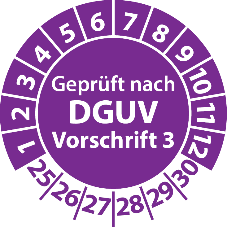 Prüfplaketten Geprüft nach DGUV Vorschrift 3 - DGUV-V3 Aufkleber