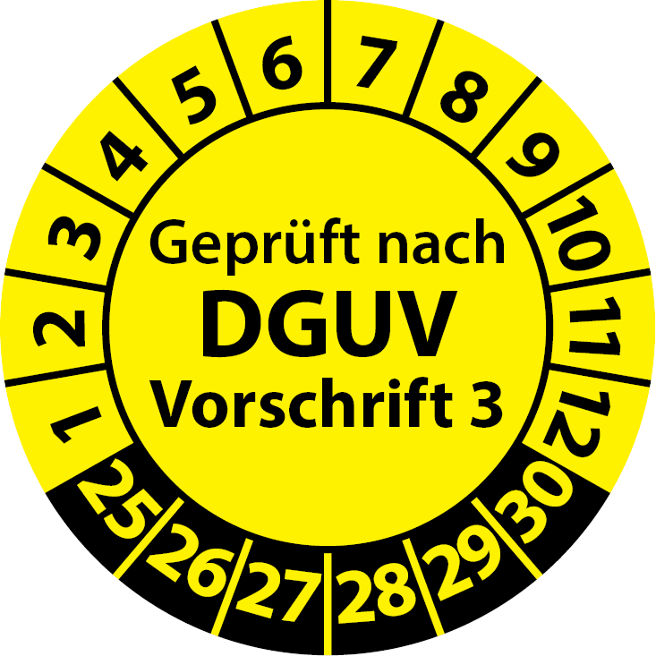 Prüfplaketten Geprüft nach DGUV Vorschrift 3 - DGUV-V3 Aufkleber