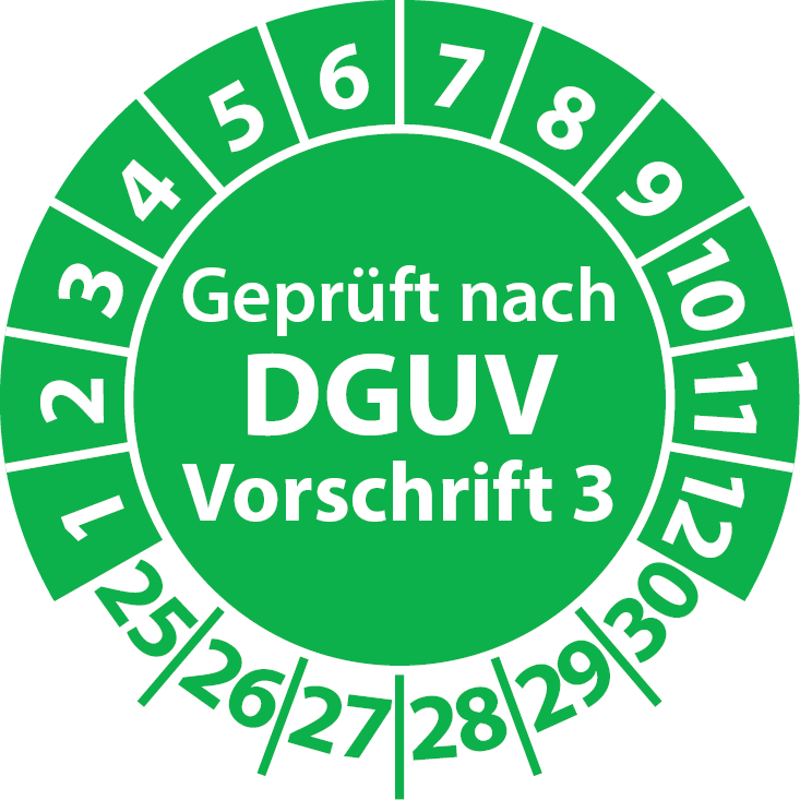 Prüfplaketten Geprüft nach DGUV Vorschrift 3 - DGUV-V3 Aufkleber