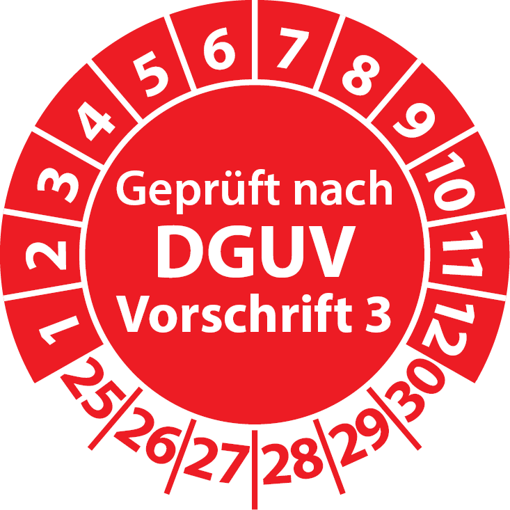 Prüfplaketten Geprüft nach DGUV Vorschrift 3 - DGUV-V3 Aufkleber