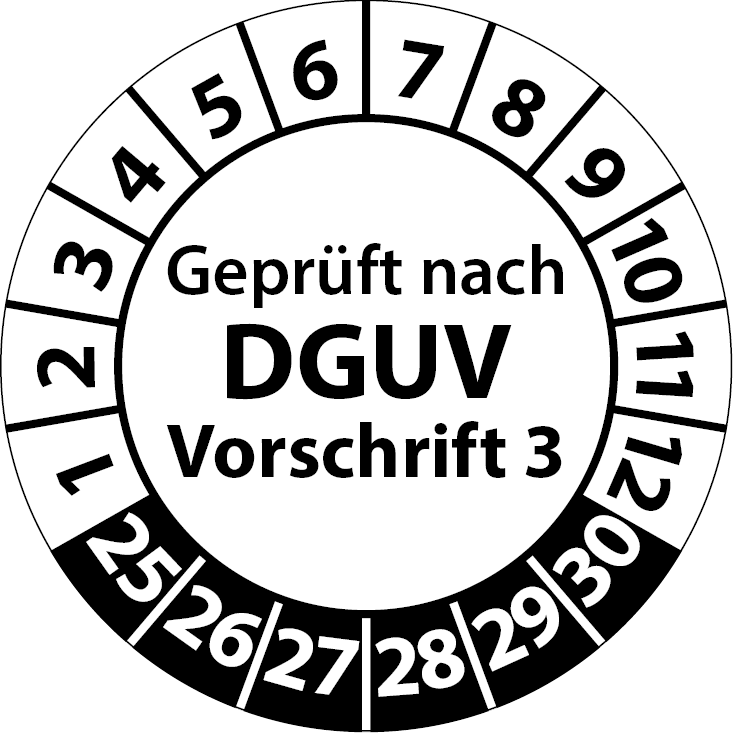 Prüfplaketten Geprüft nach DGUV Vorschrift 3 - DGUV-V3 Aufkleber