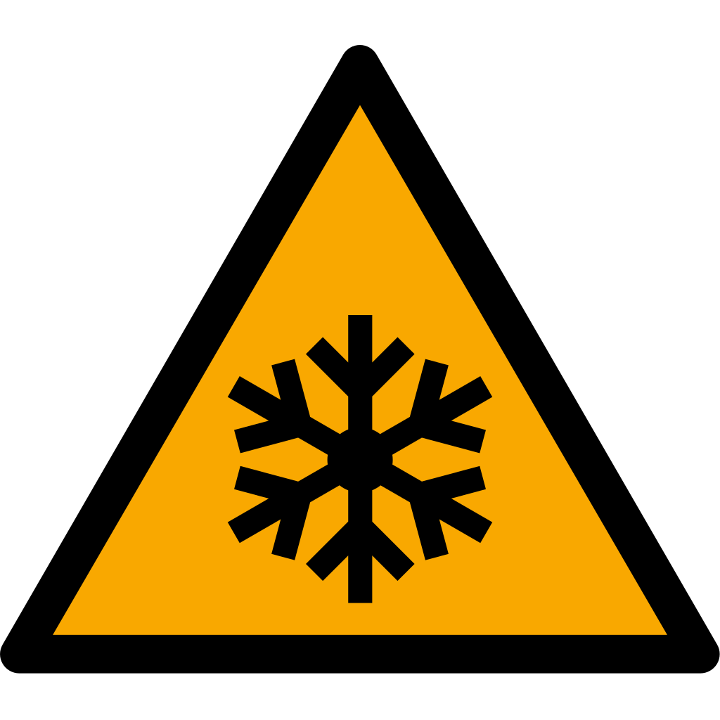 Warnzeichen Aufkleber W010 Warnung vor niedriger Temperatur/Kälte